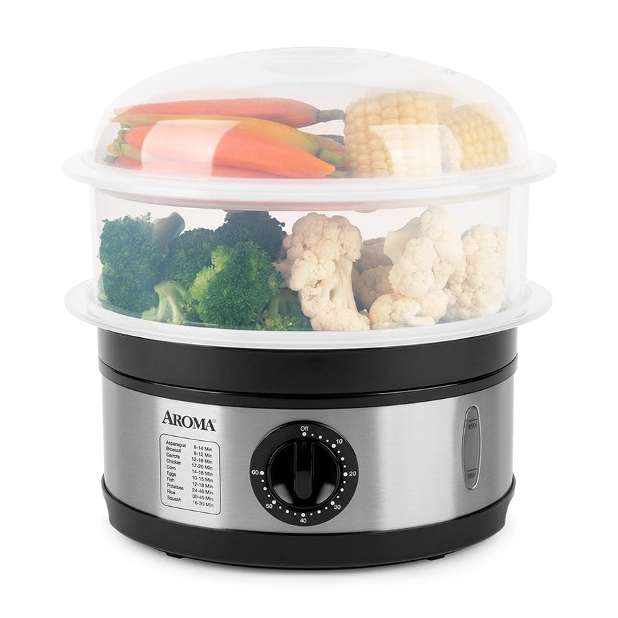 Two Tier Food Steamer with Dishwasher Safe Lids