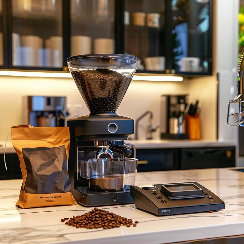 grind espresso beans in a coffee grinder